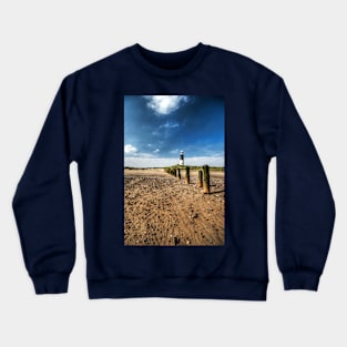 Spurn Point Lighthouse And Groynes Crewneck Sweatshirt